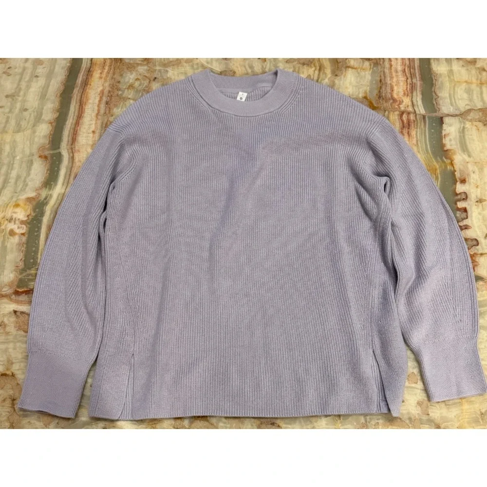 Lululemon Womens Merino Wool Blend Ribbed Sweater‎ Lavender Purple Crew Neck 8
